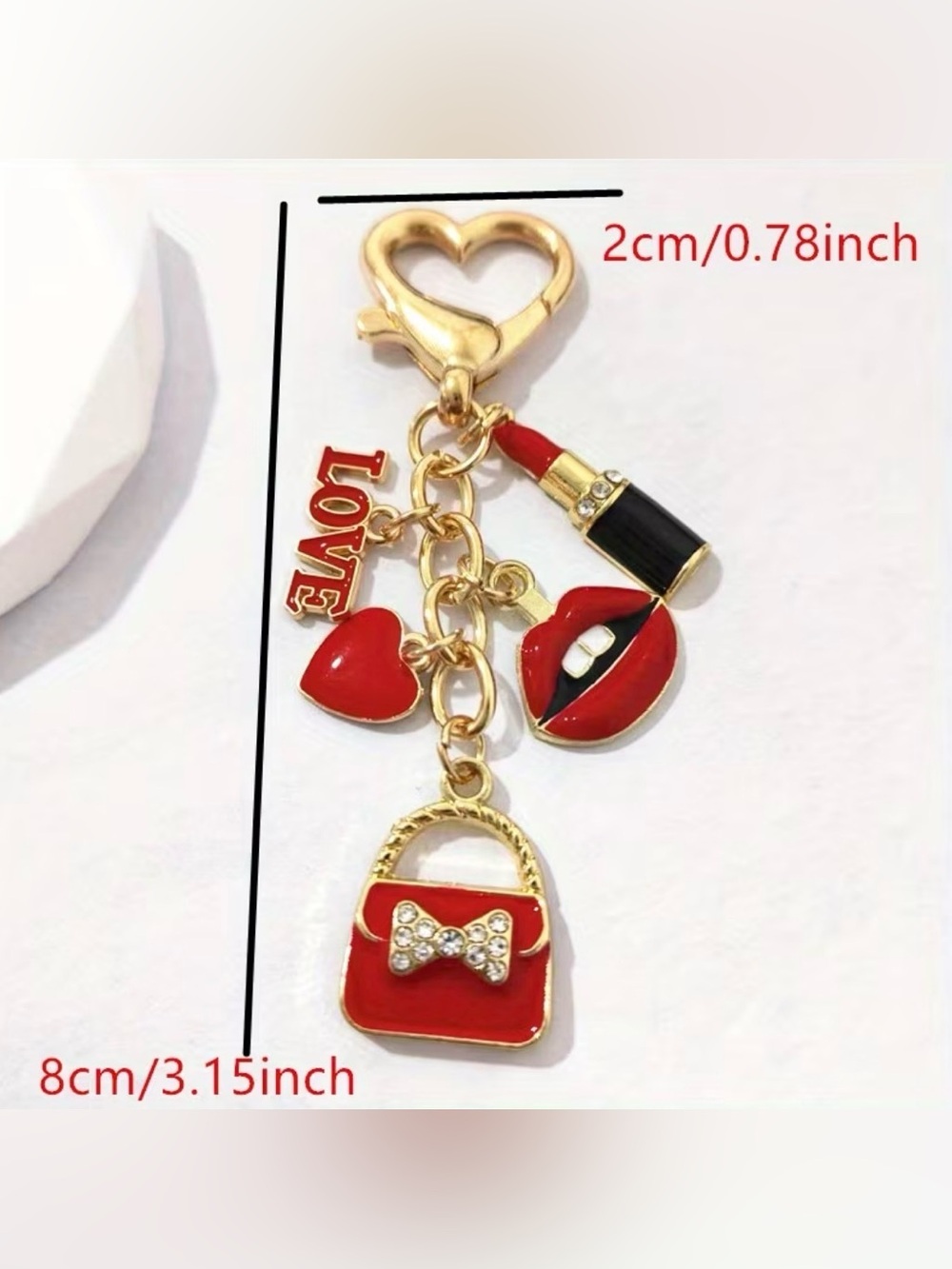 Red Lipstick & Purse Charm Keychain NIP - Picture 2 of 2